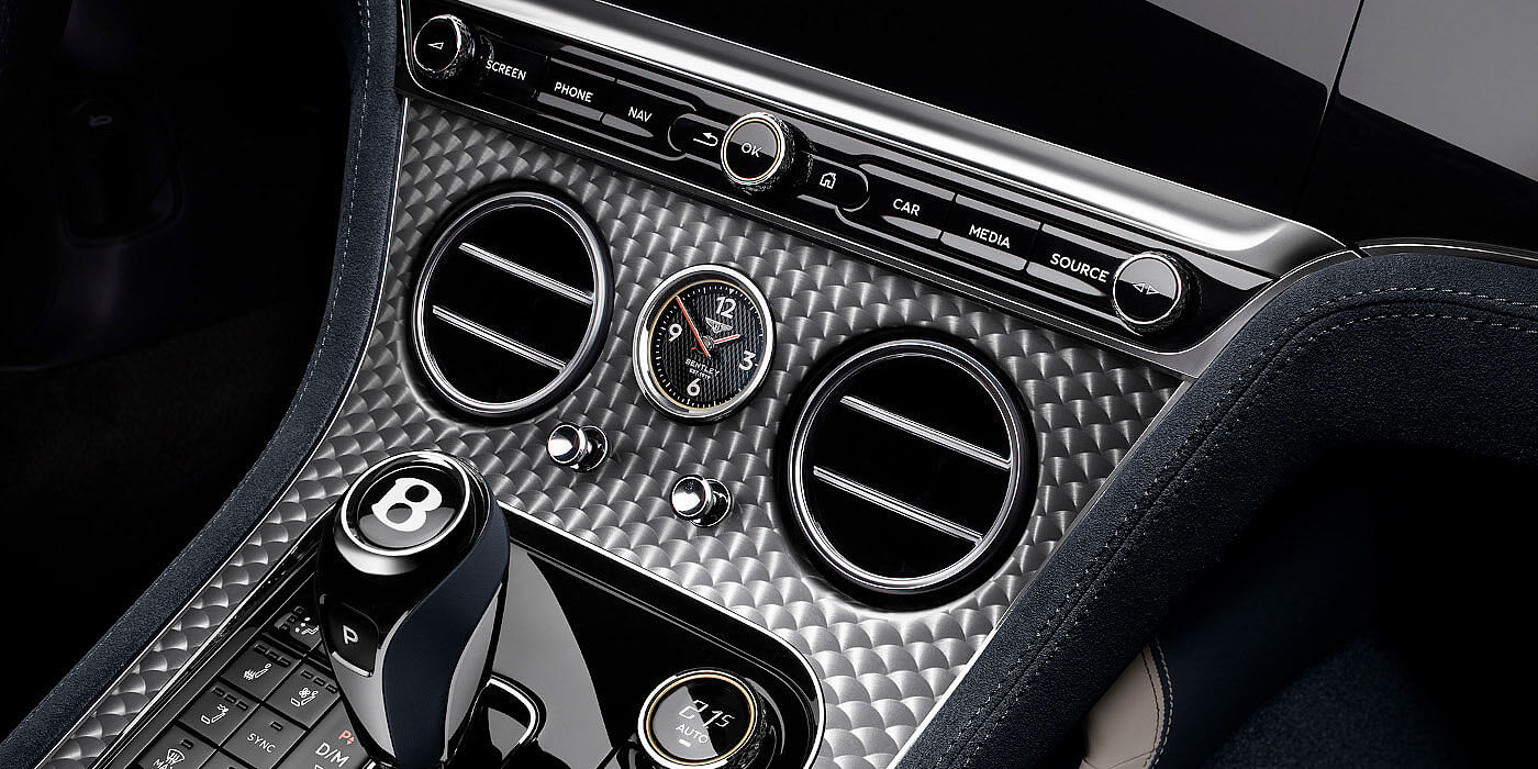 Bentley Geneve Bentley Continental GTC Speed convertible front interior engine spin veneer detail