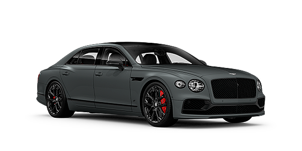 Bentley Geneve Bentley Flying Spur S front side angled view in Cambrian Grey coloured exterior. 