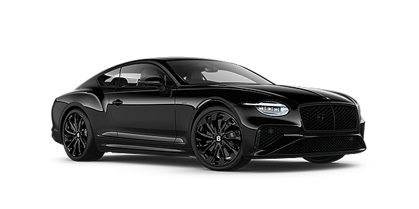 Bentley Geneve Bentley Continental GT Black Edition coupe front three quarter in Onyx black paint
